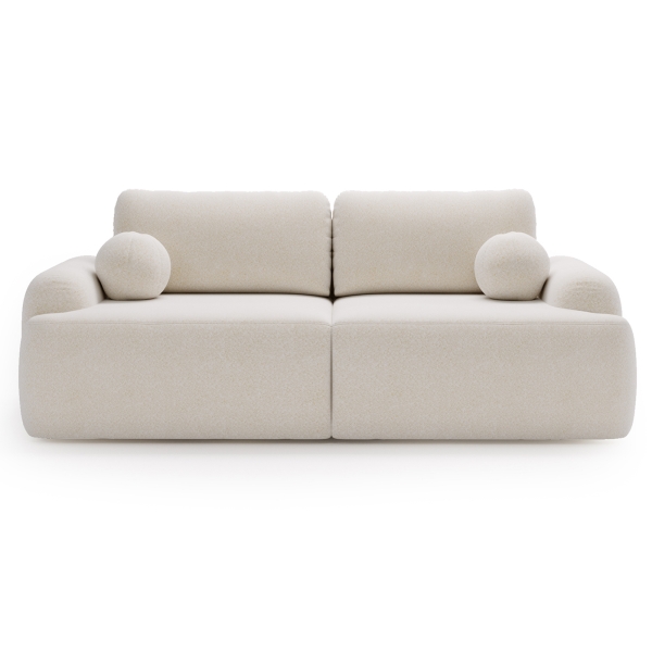 KANAPA AGAT MEBLE Z FUNCKJĄ SPANIA DO SALONU KREMOWY TKANINA BOULCE - PRZÓD